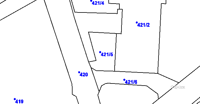 Parcela st. 421/5 v KÚ Sázava, Katastrální mapa