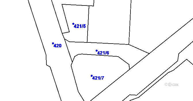 Parcela st. 421/6 v KÚ Sázava, Katastrální mapa