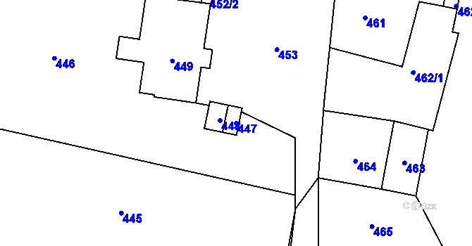 Parcela st. 447 v KÚ Sázava, Katastrální mapa