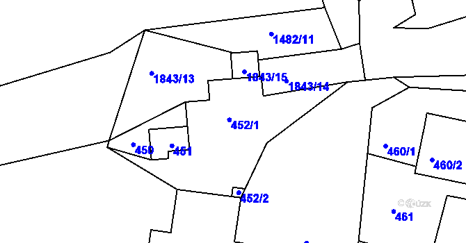 Parcela st. 452 v KÚ Sázava, Katastrální mapa