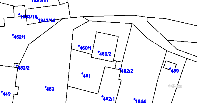 Parcela st. 460/2 v KÚ Sázava, Katastrální mapa