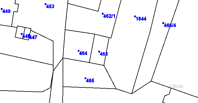 Parcela st. 463 v KÚ Sázava, Katastrální mapa