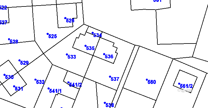 Parcela st. 536 v KÚ Sázava, Katastrální mapa