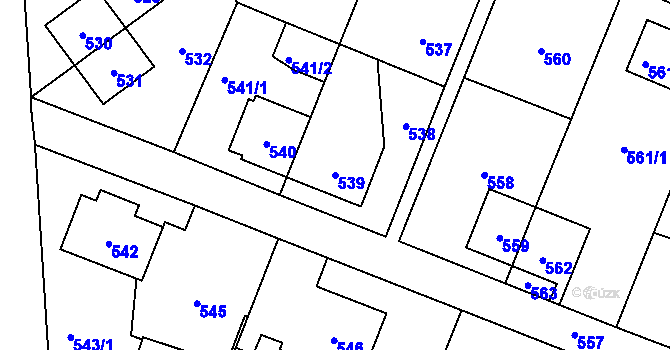 Parcela st. 539 v KÚ Sázava, Katastrální mapa