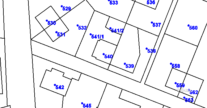 Parcela st. 540 v KÚ Sázava, Katastrální mapa