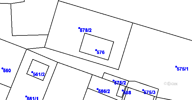 Parcela st. 576 v KÚ Sázava, Katastrální mapa