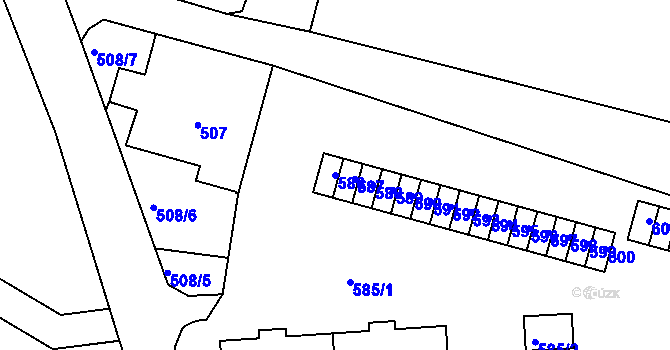 Parcela st. 586 v KÚ Sázava, Katastrální mapa