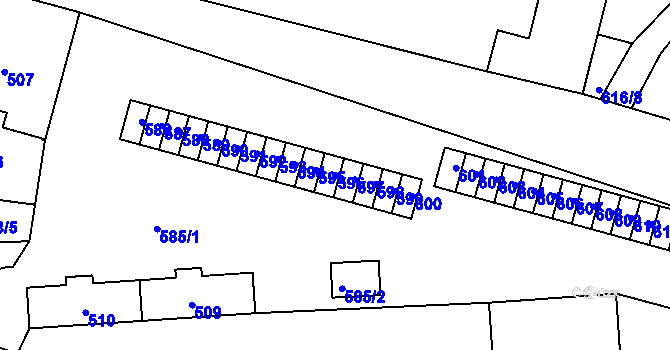 Parcela st. 596 v KÚ Sázava, Katastrální mapa