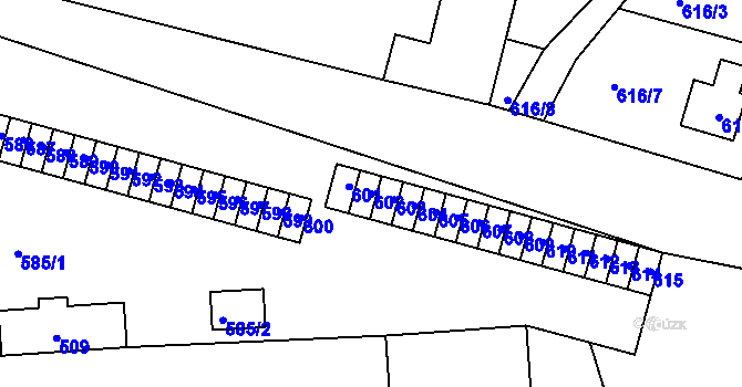 Parcela st. 602 v KÚ Sázava, Katastrální mapa