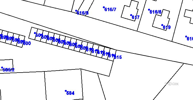 Parcela st. 612 v KÚ Sázava, Katastrální mapa