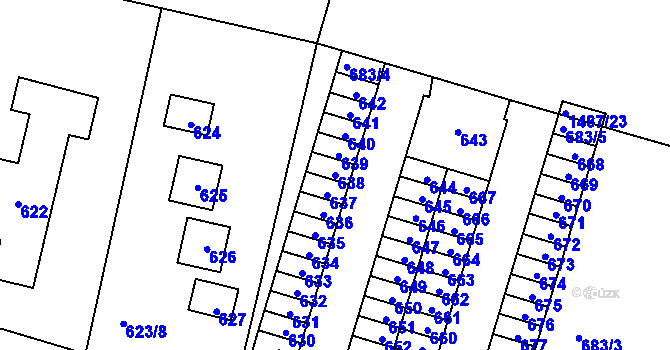 Parcela st. 638 v KÚ Sázava, Katastrální mapa