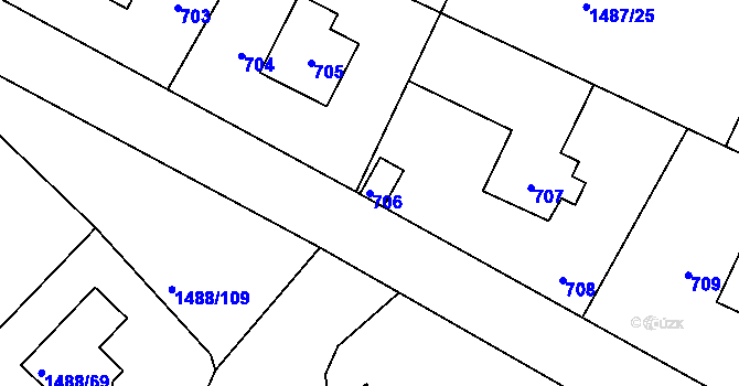 Parcela st. 706 v KÚ Sázava, Katastrální mapa