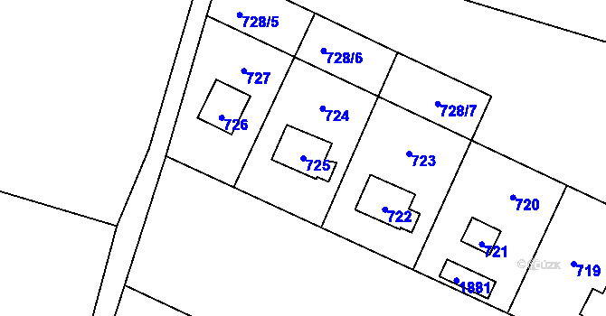 Parcela st. 725 v KÚ Sázava, Katastrální mapa