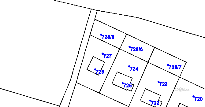 Parcela st. 727 v KÚ Sázava, Katastrální mapa