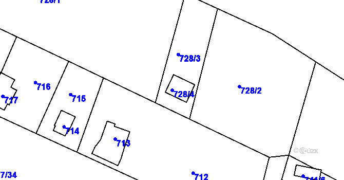 Parcela st. 728/4 v KÚ Sázava, Katastrální mapa