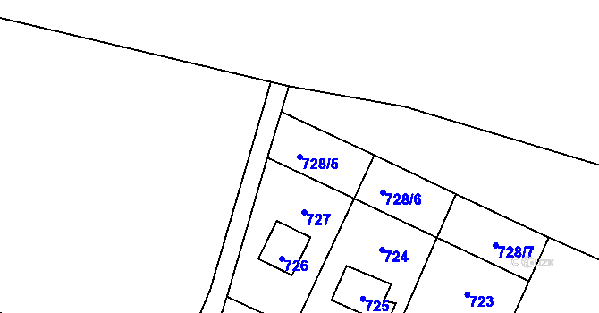 Parcela st. 728/5 v KÚ Sázava, Katastrální mapa
