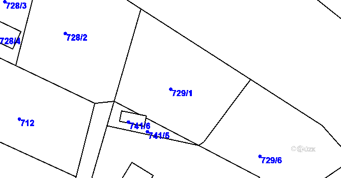 Parcela st. 729/1 v KÚ Sázava, Katastrální mapa