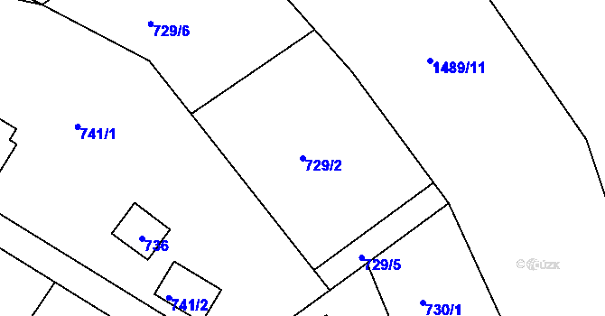 Parcela st. 729/2 v KÚ Sázava, Katastrální mapa