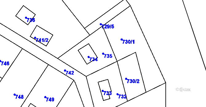 Parcela st. 735 v KÚ Sázava, Katastrální mapa