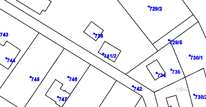Parcela st. 741/2 v KÚ Sázava, Katastrální mapa