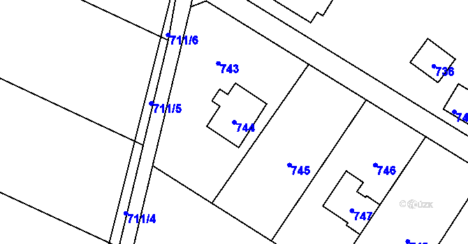 Parcela st. 744 v KÚ Sázava, Katastrální mapa