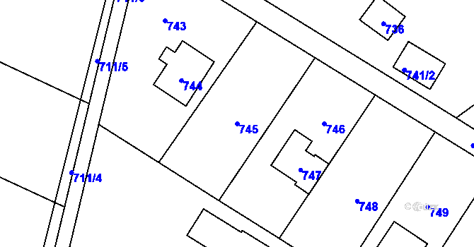 Parcela st. 745 v KÚ Sázava, Katastrální mapa