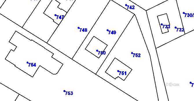 Parcela st. 750 v KÚ Sázava, Katastrální mapa