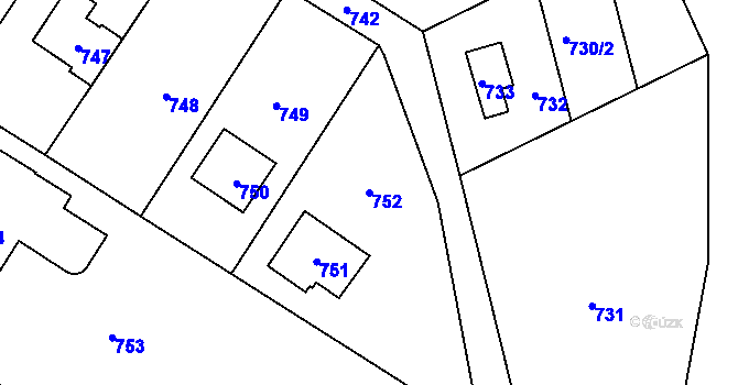 Parcela st. 752 v KÚ Sázava, Katastrální mapa