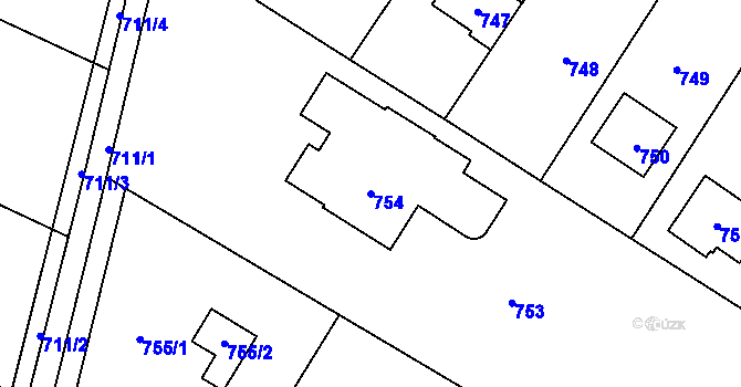 Parcela st. 754 v KÚ Sázava, Katastrální mapa