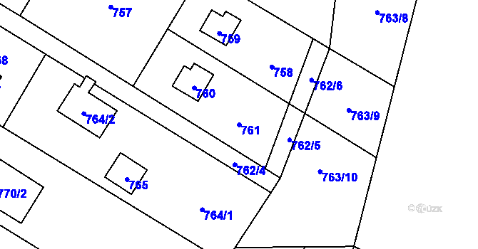 Parcela st. 761 v KÚ Sázava, Katastrální mapa
