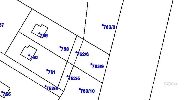 Parcela st. 763 v KÚ Sázava, Katastrální mapa