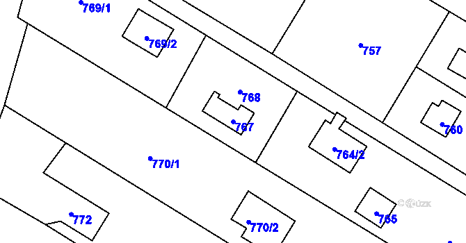 Parcela st. 767 v KÚ Sázava, Katastrální mapa