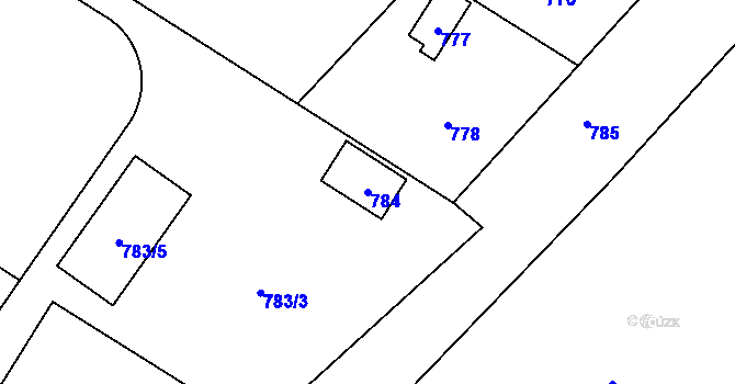 Parcela st. 784 v KÚ Sázava, Katastrální mapa