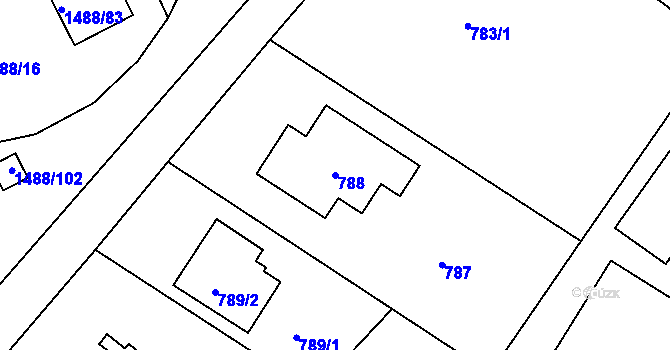 Parcela st. 788 v KÚ Sázava, Katastrální mapa