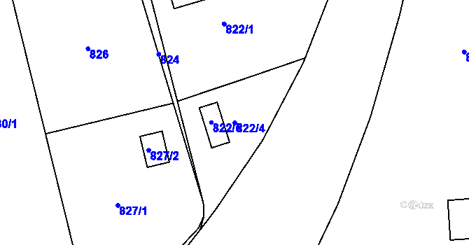 Parcela st. 822/4 v KÚ Sázava, Katastrální mapa