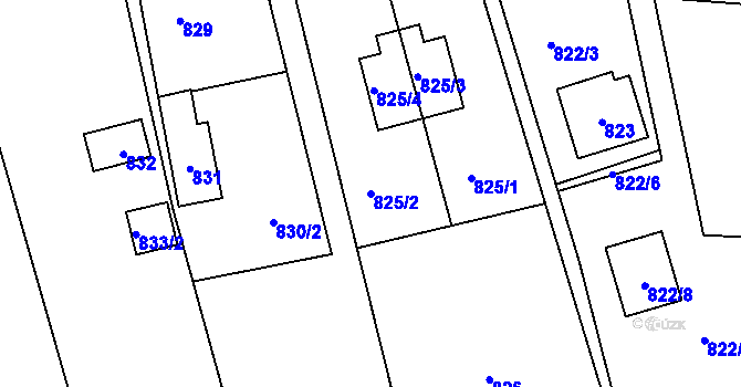 Parcela st. 825/2 v KÚ Sázava, Katastrální mapa