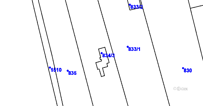 Parcela st. 834/3 v KÚ Sázava, Katastrální mapa