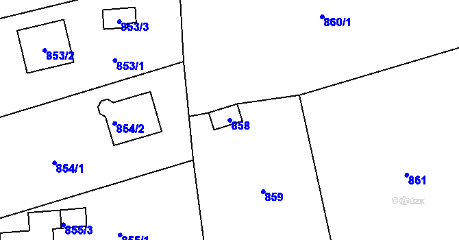 Parcela st. 858 v KÚ Sázava, Katastrální mapa