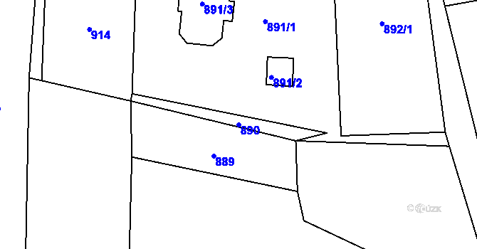 Parcela st. 890 v KÚ Sázava, Katastrální mapa