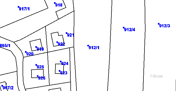 Parcela st. 912/1 v KÚ Sázava, Katastrální mapa
