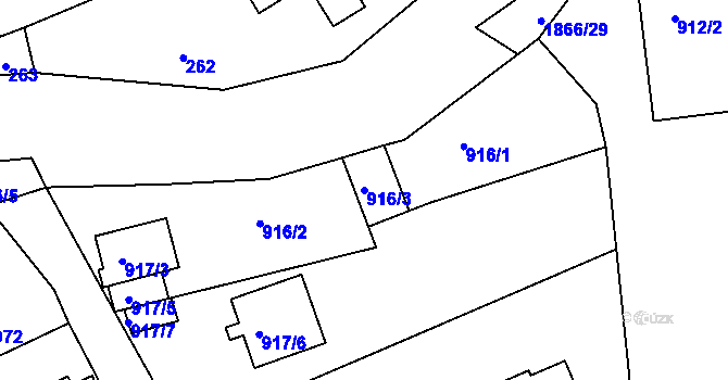 Parcela st. 916/3 v KÚ Sázava, Katastrální mapa