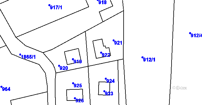 Parcela st. 922 v KÚ Sázava, Katastrální mapa