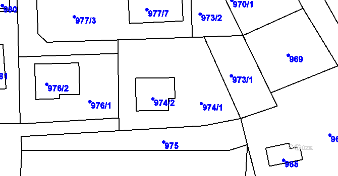 Parcela st. 974 v KÚ Sázava, Katastrální mapa