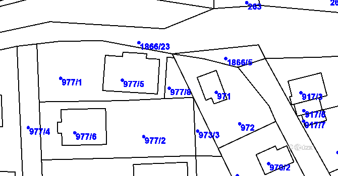 Parcela st. 977/8 v KÚ Sázava, Katastrální mapa