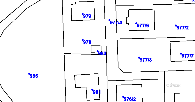 Parcela st. 980 v KÚ Sázava, Katastrální mapa
