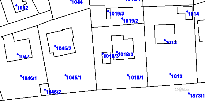 Parcela st. 1018/3 v KÚ Sázava, Katastrální mapa