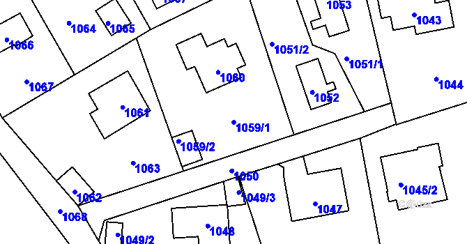 Parcela st. 1059/1 v KÚ Sázava, Katastrální mapa