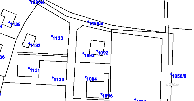 Parcela st. 1092 v KÚ Sázava, Katastrální mapa