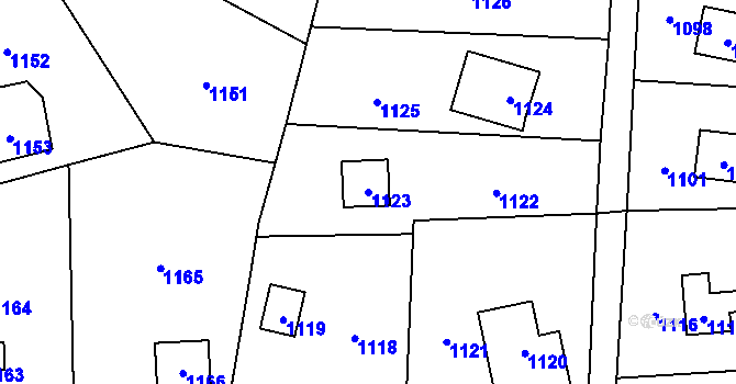 Parcela st. 1123 v KÚ Sázava, Katastrální mapa