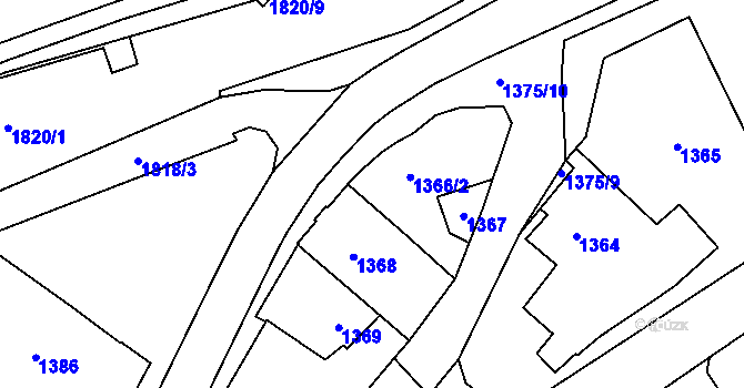 Parcela st. 1366/1 v KÚ Sázava, Katastrální mapa